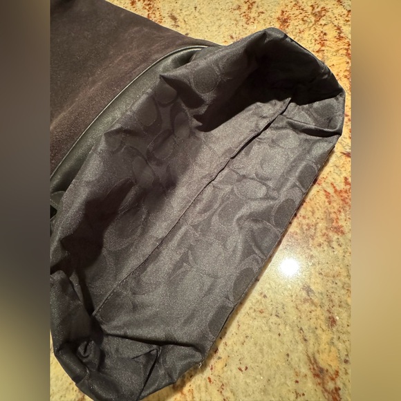 Coach Vintage Suede Hobo Shoulder Bag With Leather Trim In Dark Brown - Picture 11 of 13